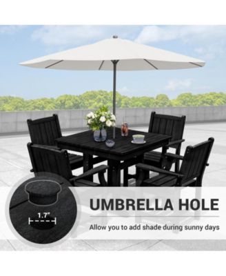5-Piece HDPE Plastic Patio Outdoor Dining Set with Arm Chairs in Black