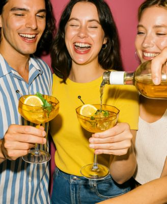 Vintage Octagonal Coupe Glasses, Set of 4