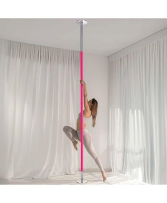 10.9 Ft Static Spinning Dancing Pole Kit 45mm Silicone Party Club Exercise Pink