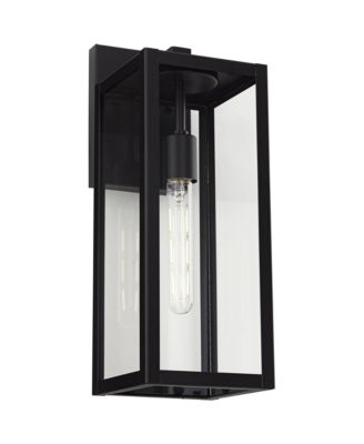 Titan Modern Outdoor Wall Light Fixtures Set of 2 Mystic Black Rectangular Frame 17" Clear Glass for Post Exterior Barn