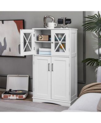 4 Doors Freeestanding Bathroom Floor Cabinet with Adjustable Shelves