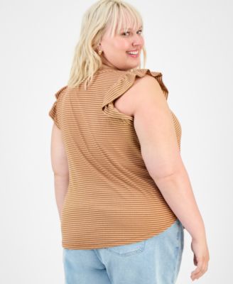 Plus Trendy Ruffle Cap-Sleeve Top