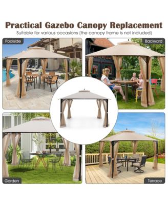 10 x 12 Feet Gazebo Replacement Top with Air Vent and Drainage Holes-Beige