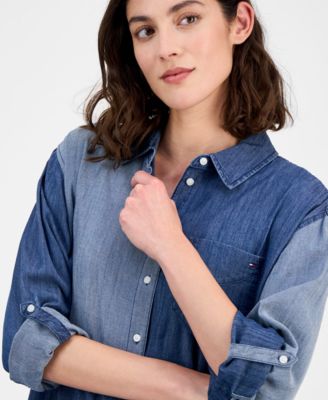 Women's Chambray Patchwork Shirtdress