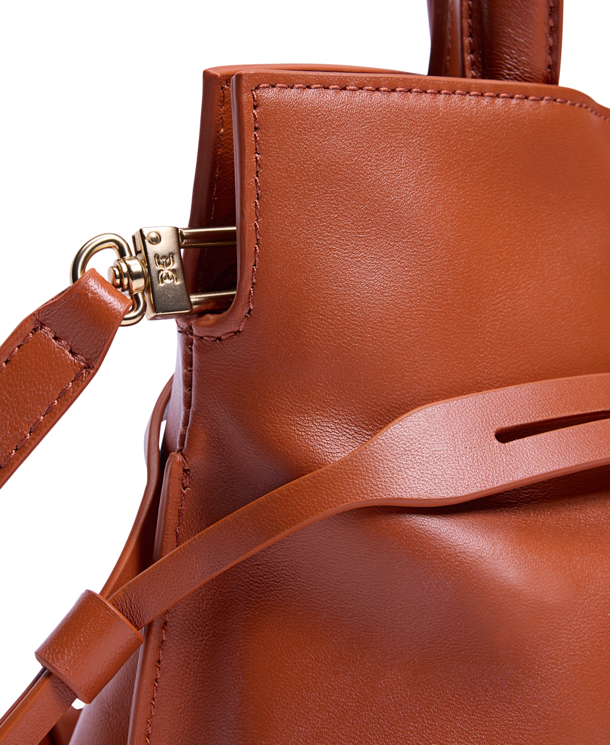 Sam Edelman Poppy Small Leather Drawstring Crossbody In Brown
