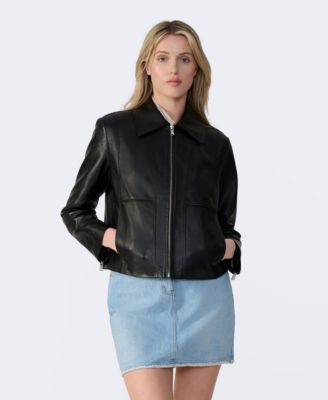 Women's Classic Leather Jacket, Created for Macy's