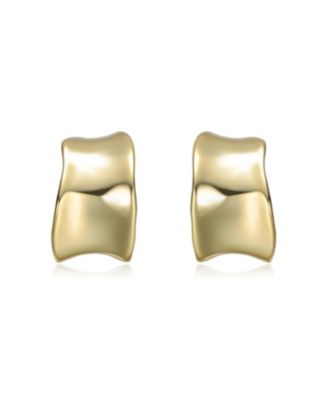 14K Gold Plated Waterfall Free Form Chunky C-Hoop Earrings