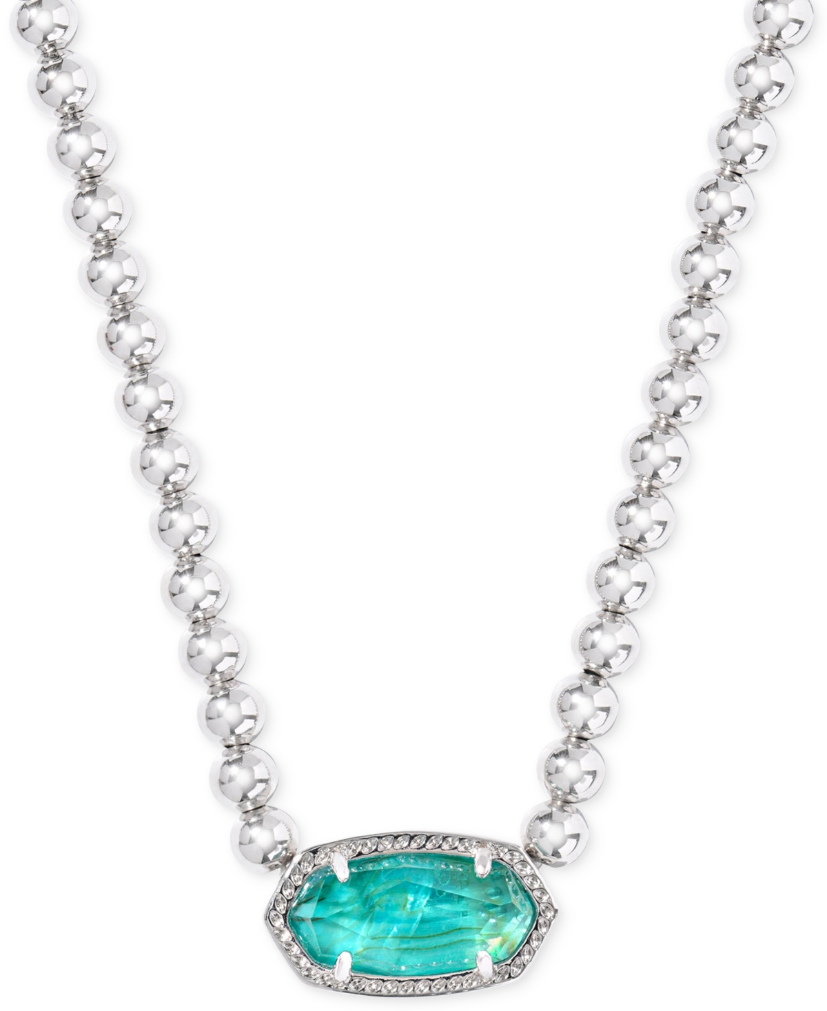 Mother-of-Pearl Pendant Necklace, 14-1/2" + 4" extender - Bright Aqua Illusion