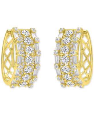 Oval Puffy Hoop Earrings in 14K Gold over Sterling Silver