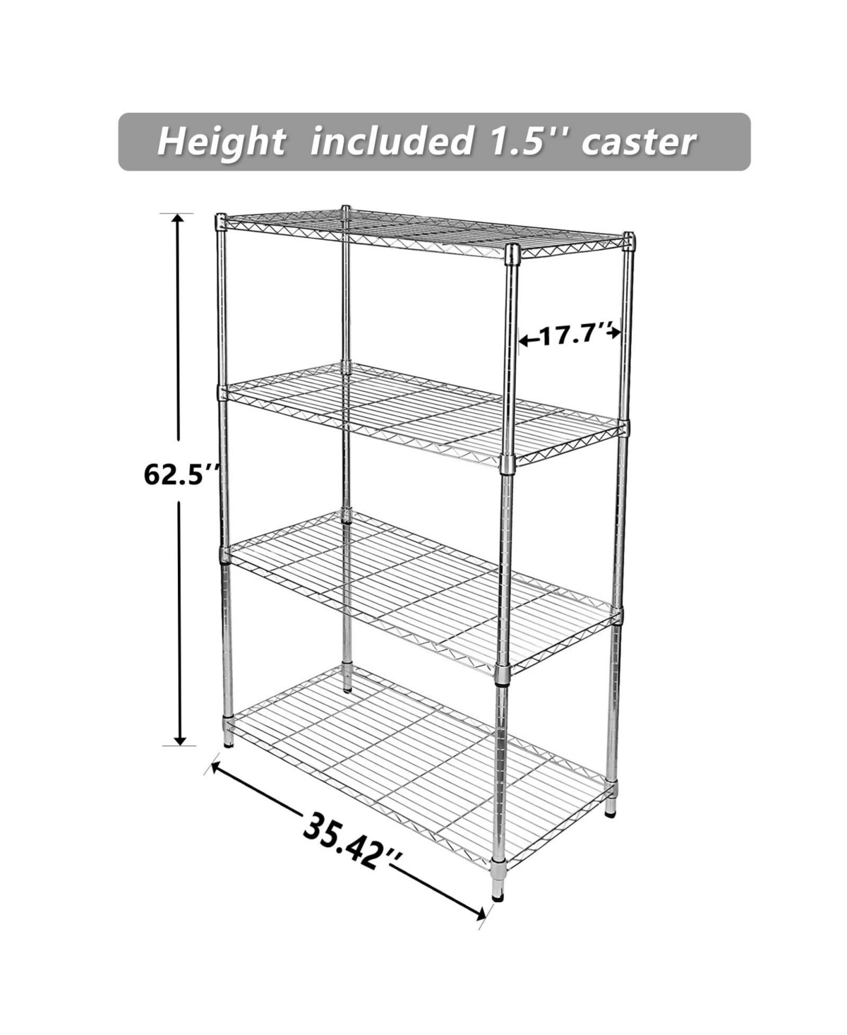 Heught Adjustable Simple Deluxe 4-Tier Heavy Duty Storage Shelving Unit