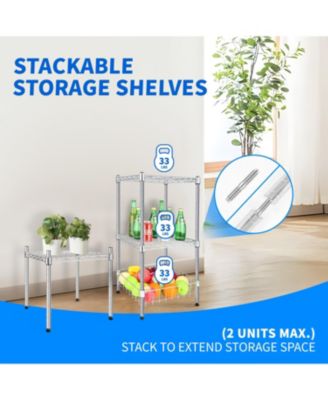 Heavy Duty Shelving Unit, Wire Metal Stackable Storage, 1-Tier Shelf, Chrome, 15" W x 13.8" D x 15" H