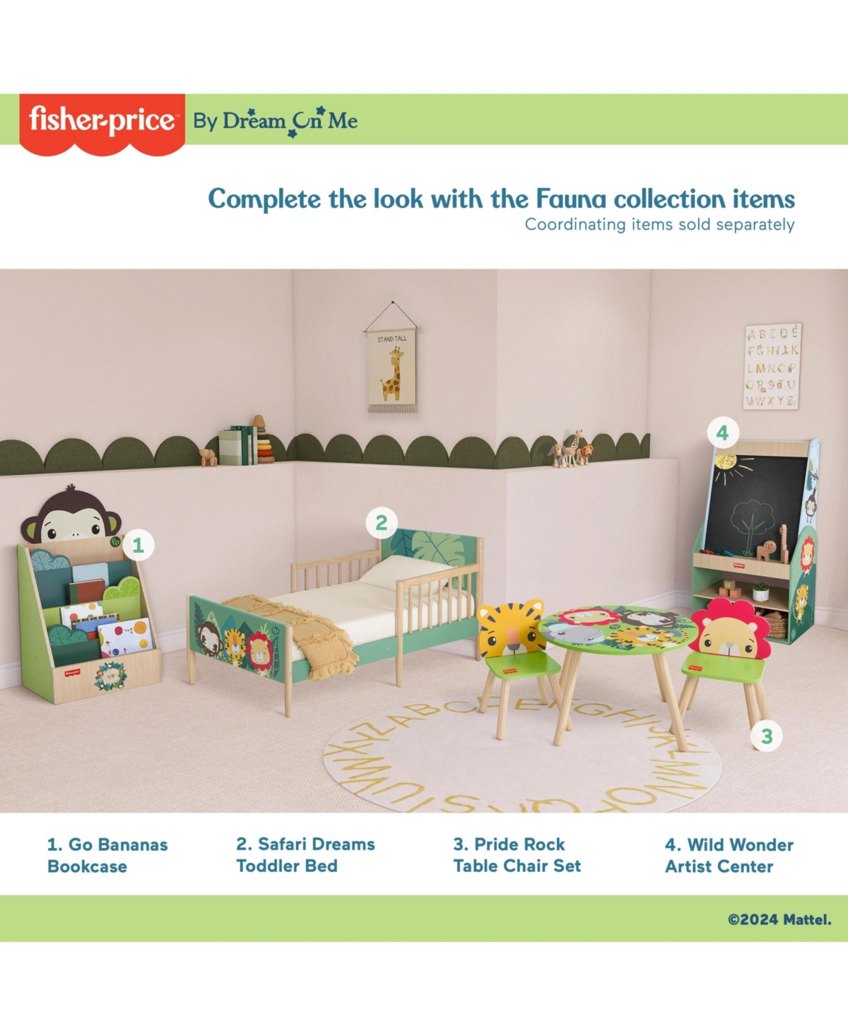 Dream On Me Fisher Price Animal Kingdom Table & Chair in Jungle Print