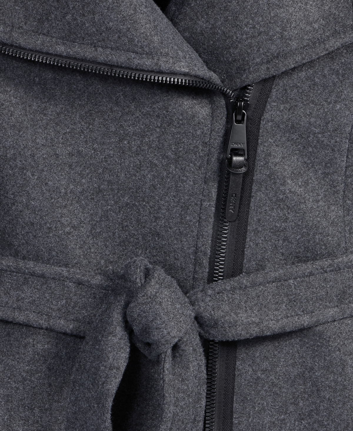 Dkny Women's Asymmetric Front-zip Belted Coat, Exclusively At Macy's In Gray