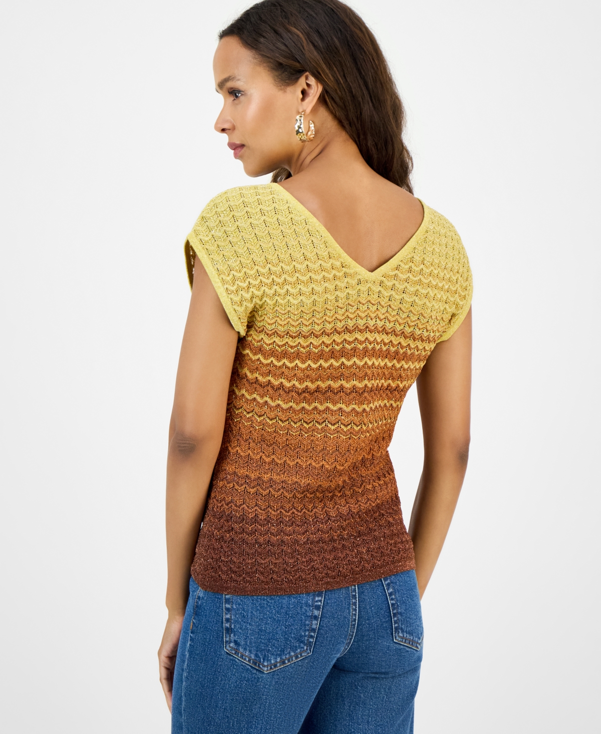 Inc International Concepts I.n.c International Concepts Petite Knit Ombre Stripe Top In Green