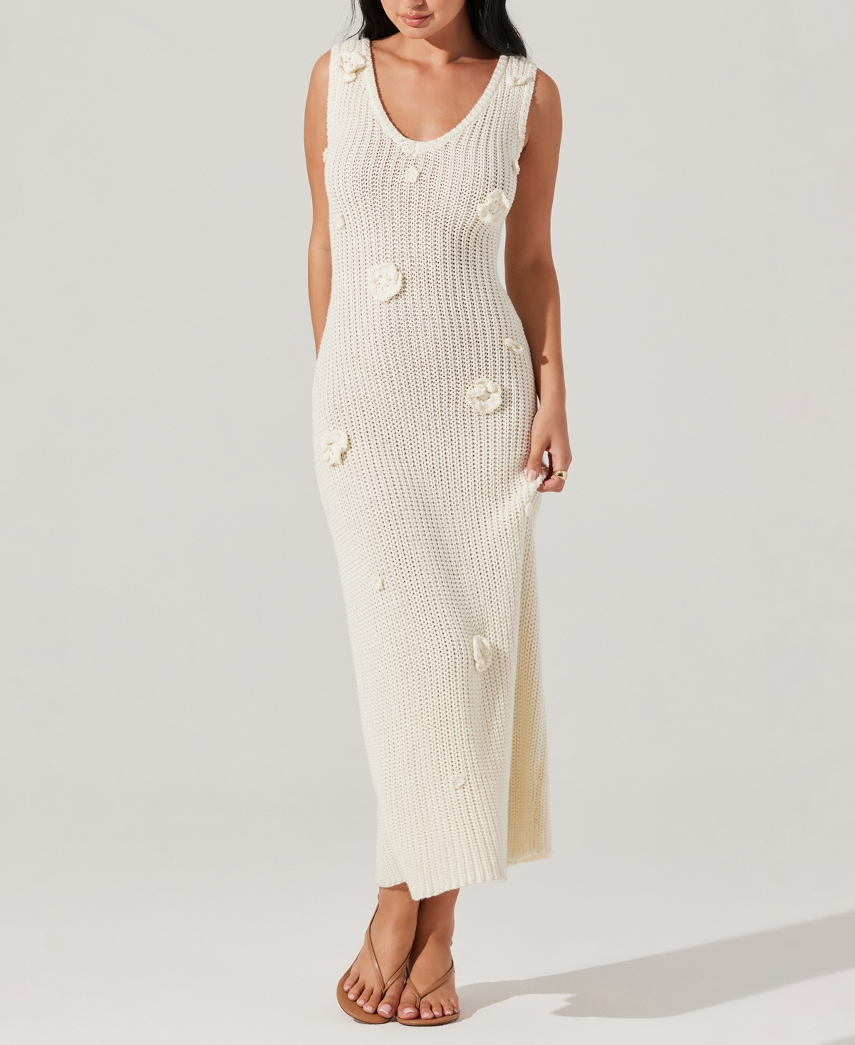 Astr Ainhoa Sweater Dress Cream In White
