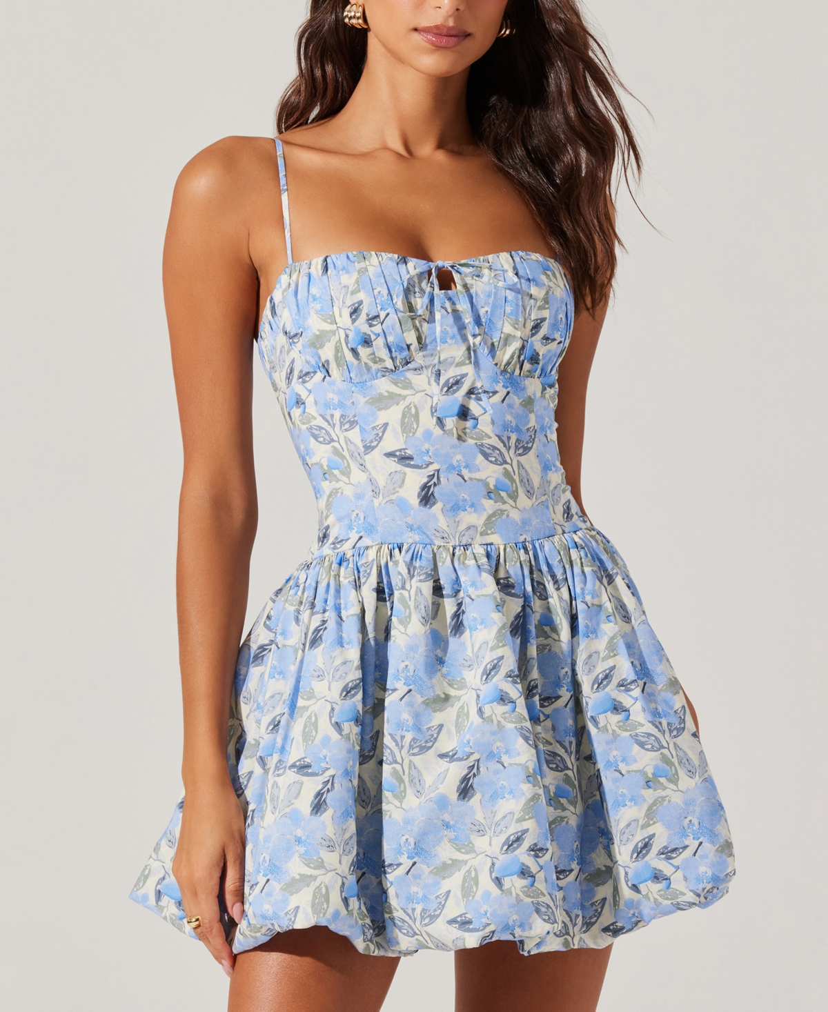 Astr The Label Larissa Floral Print Minidress In Blue