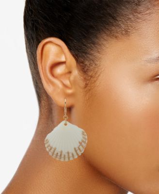 lonna - lilly Gold-Tone Chain-Accent Shell Drop Earrings