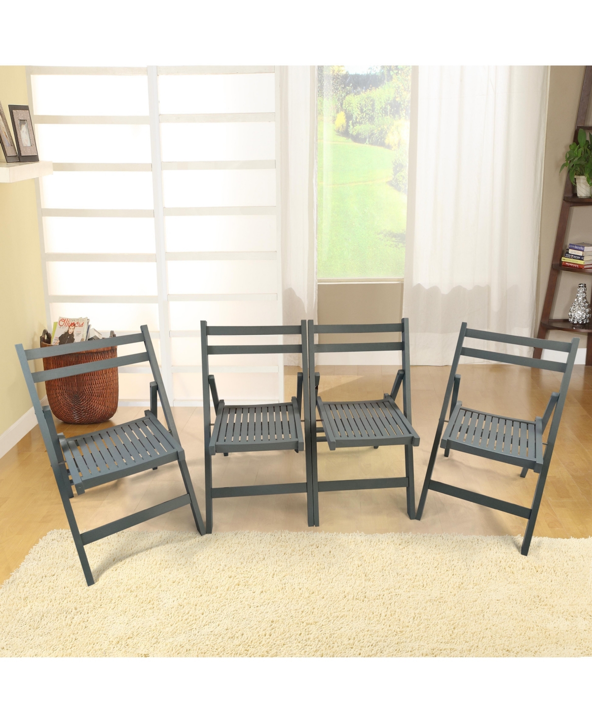 Furniture Slatted Wood Folding Special Event Chair, Set Of 4, Folding Chair, Foldable