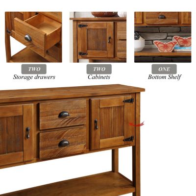 Retro Style Solid Wood Sideboard with Drawers & Cabinets