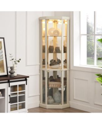 Streamdale Lighted Corner Curio Cabinet for Living Room