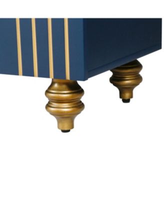 Navy Blue Fluted Sideboard Buffet with 4 Doors