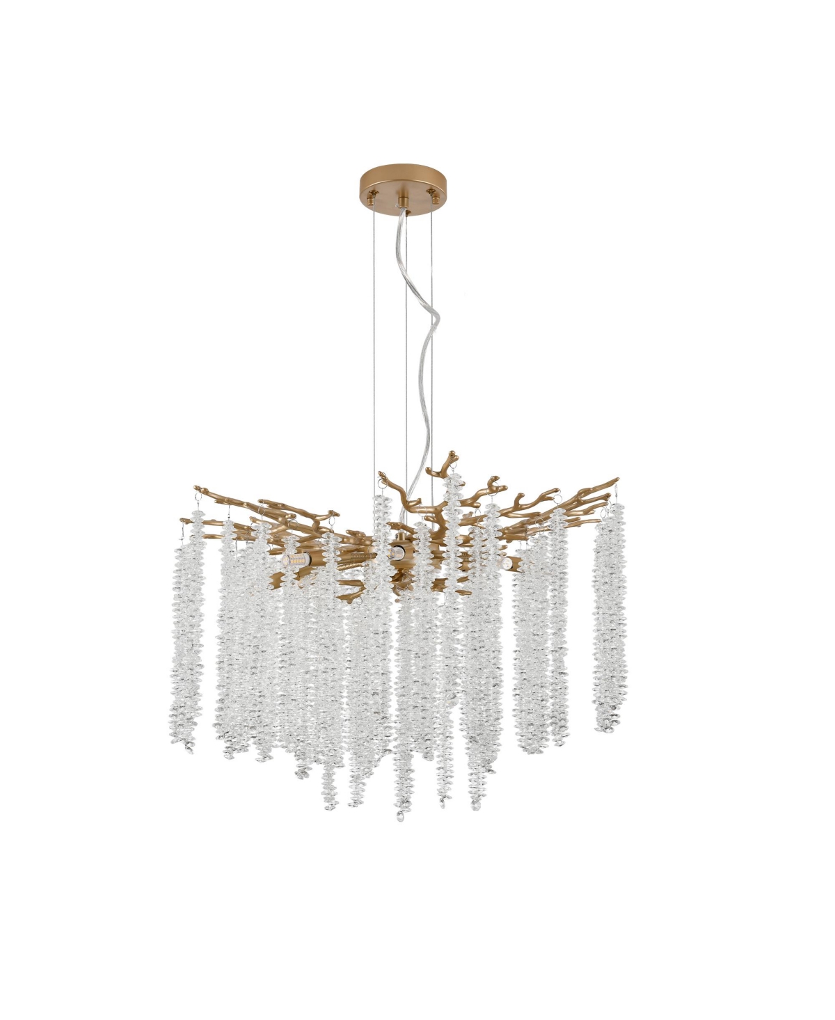 Streamdale 23.6" Modern Golden Pendant Light with Cascading Crystals for Living Spaces