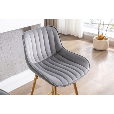 Streamdale Velvet Bar Stools, Golden Leg