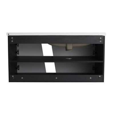 Wall-Mounted Vanity with Soft-Close Doors and Ceramic Sink