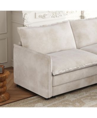 Corduroy 4-Seater Cloud Couch with Footrests & Cushions