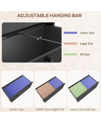 2 Drawer File Cabinet with Lock, Lateral Filing Cabinet with Keys and Adjustable Hanging Bar for Letter, A4 and Legal Size, File Cabinet for Home Office, Black