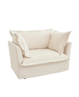 Comfortable Slipcover Armchair with Back Cushion and Toss Pillows