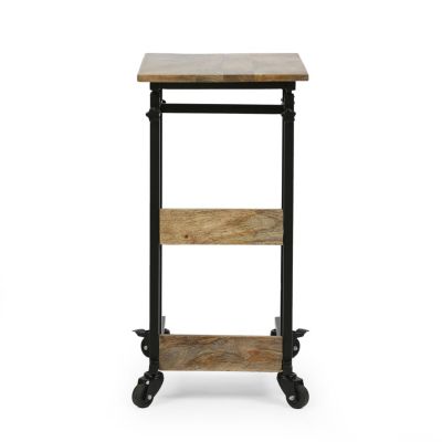 Artisan Handcrafted Modern Industrial Mango Wood C-Shape End Table