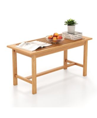 Patio Coffee Table 36 Inch Rectangular Outside Side Table with Slatted Tabletop