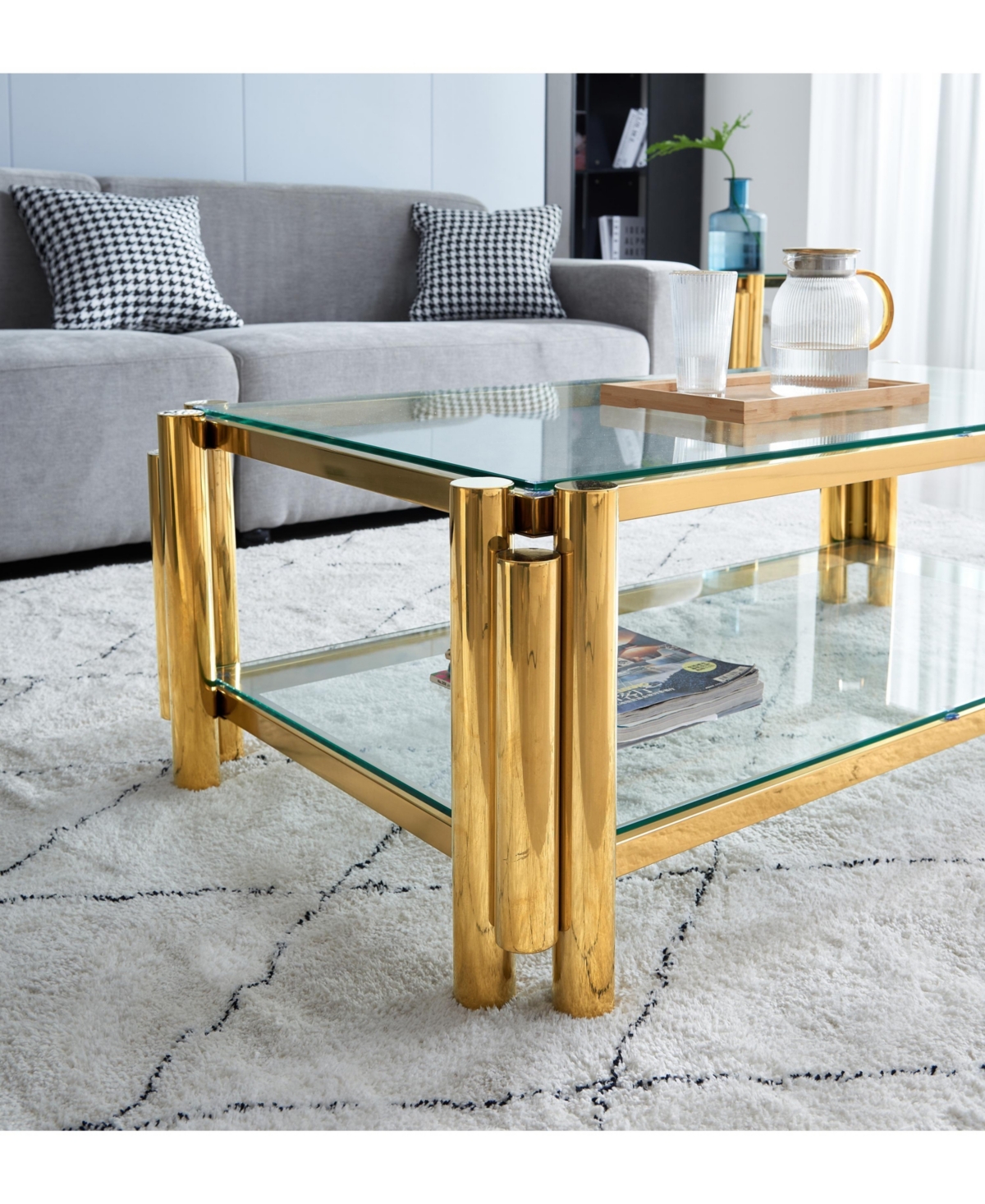 Streamdale Modern Stainless Steel Coffee Side Table Set (2-Piece)