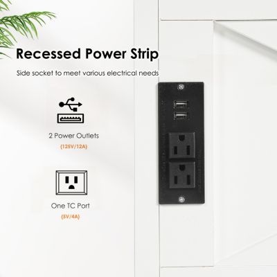 80cm MDF Lift-Top Barn Door USB Charging Coffee Table