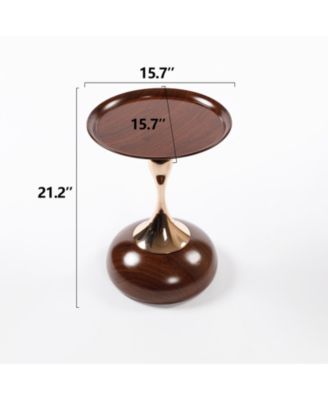 Modern Round Coffee Table, Metal Pedestal Table for Small Spaces