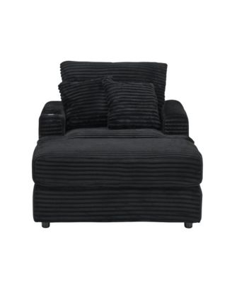 Streamdale Corduroy Armchair & Ottoman Set with Cup Holder