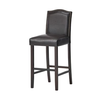 Streamdale Walnut Brown Reconstituted Bycast Leather Barstools with Rubberwood Legs (Set of 2)