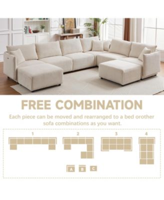 Modern Modular Corduroy Sofa with Customizable Combinations