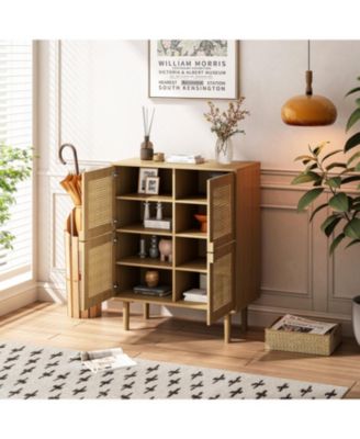  4-Door Rattan Mesh Storage Cabinet