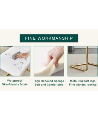 Streamdale Elegant White Marble Table (31.5") & 4 PU Chairs with Gold Accents