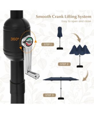 13FT Double-sided Patio Umbrella with Solar Lights for Garden Pool Backyard