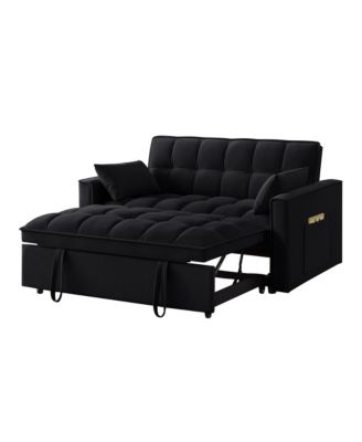 4-in-1 Space-Saving Velvet Loveseat Sofa Bed with Storage