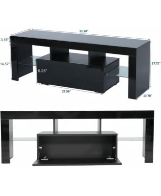 Modern 55" TV Stand with Glass Shelf and Glossy Front