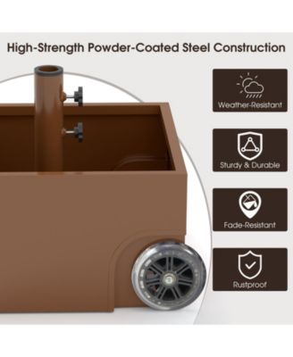 150 Pounds Patio Umbrella Base Stand Wheels Planter Outdoor-Coffee