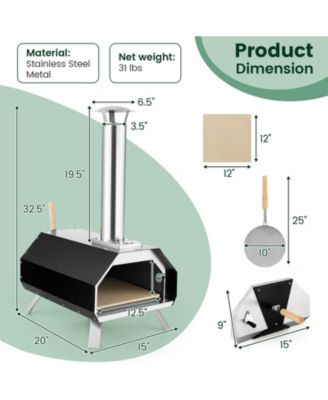 Outdoor Pizza Oven with Pizza Stone and Foldable Legs for Camping