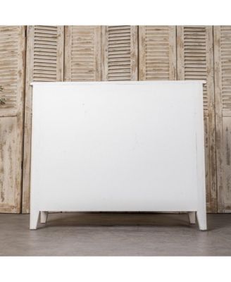 Vintage Pinewood Cabinet with Antique Cream Finish and Spacious Drawers for Timeless Appeal