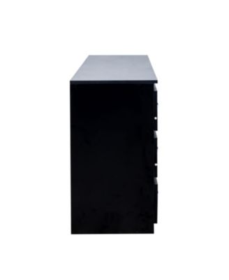 Streamdale Black Side Cabinet with 6 Drawers for Living Room, Bedroom or Hallway
