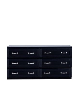 Streamdale Black Side Cabinet with 6 Drawers for Living Room, Bedroom or Hallway