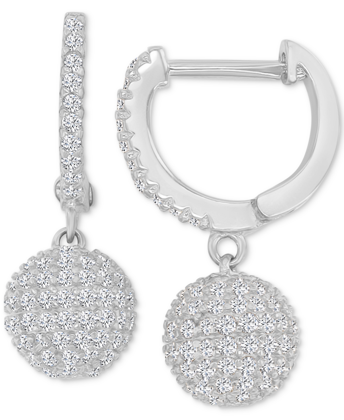 Cubic Zirconia Micro-Pave Dangle Small Huggie Hoop Earrings - Rose
